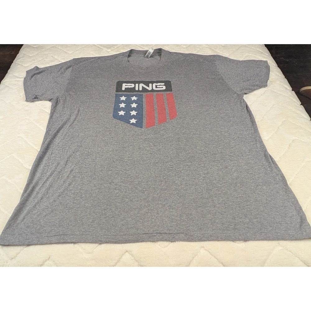 Ping Golf American Apparel Tri-Blend Graphic T-Shirt Gray Mens 2XL Patriotic